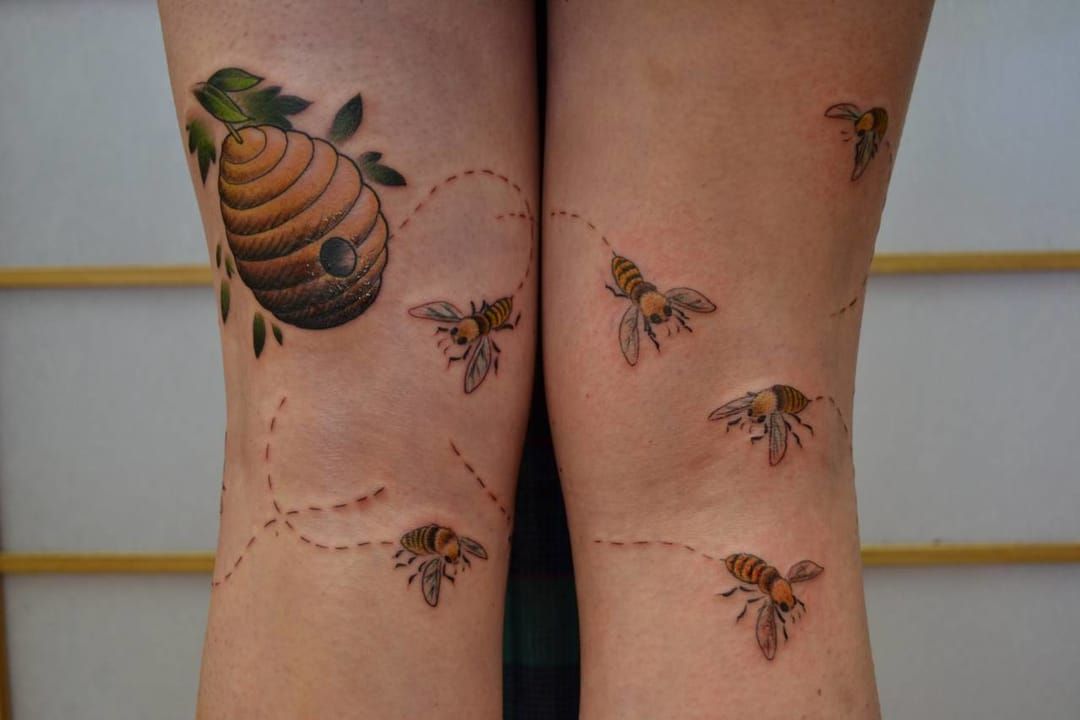 Many tattoo designs are continuing in the other leg or arm.