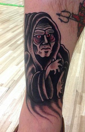 A really fun and solid traditional Emperor Palpatine tattoo!