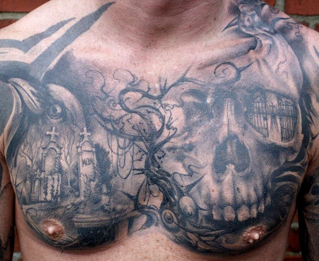 Fenomenal tatuagem de fechamento de peito
