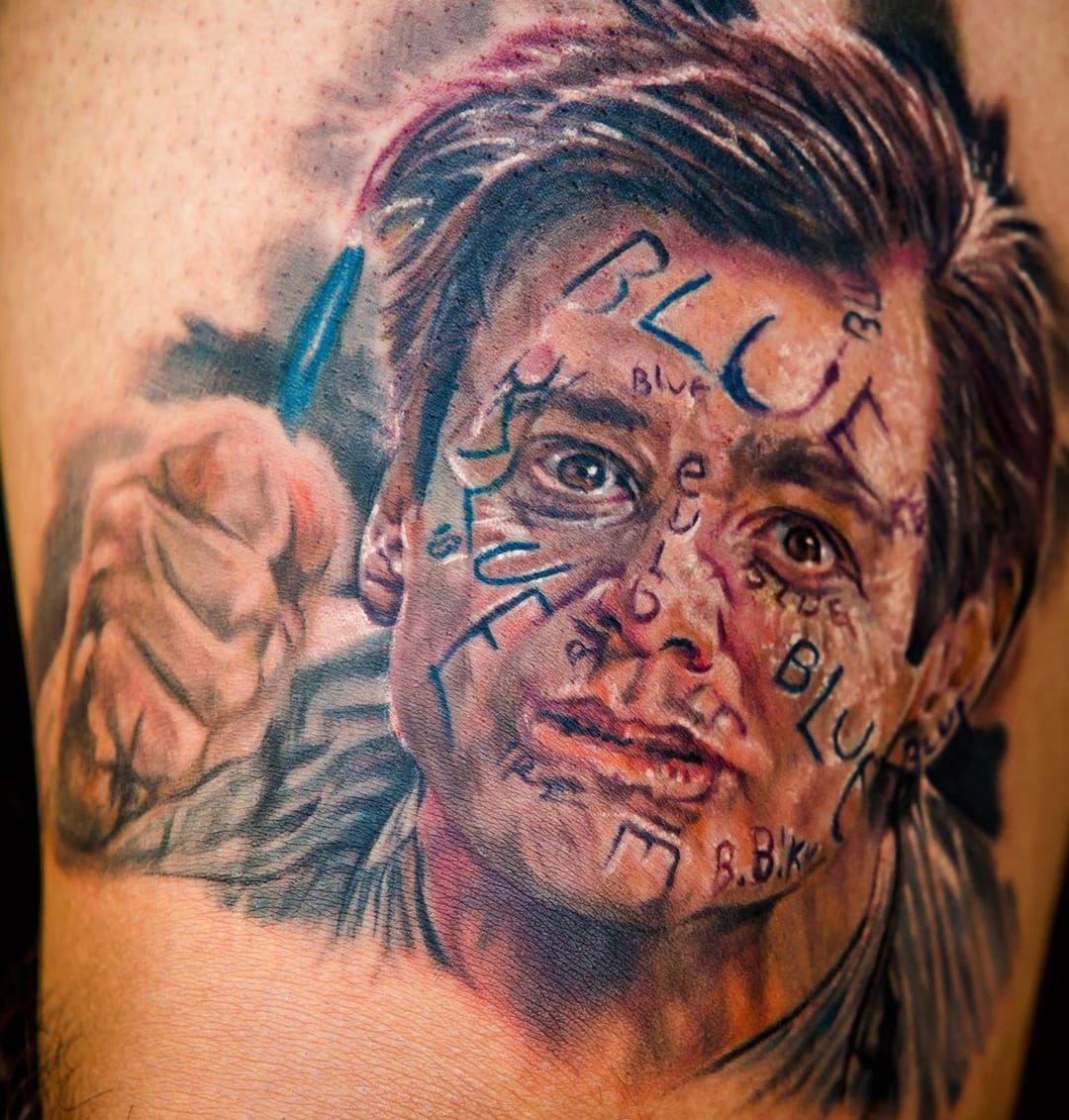 Fantastic Jim Carrey portrait done by Lord Nelson Tattoos with  magnumtattoosupplies  Jim carrey Jim carey Tattoos