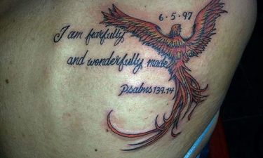phoenix rebirth from ashes tattoo