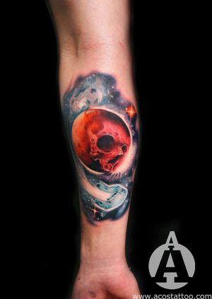 Skull planet by Andres Acosta, a very creative tattoo artist!