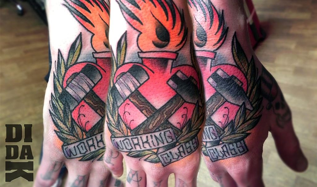 Bold Working Class Hand Tattoo by Didak