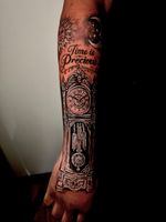 Grandfather Clock Forearm Tattoo