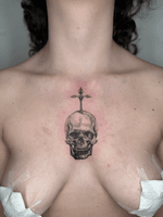 Skull with Ornate Cross Tattoo