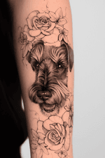 Dog Portrait with Roses