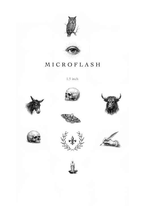 Micro-Realism Tattoo Flash Sheet