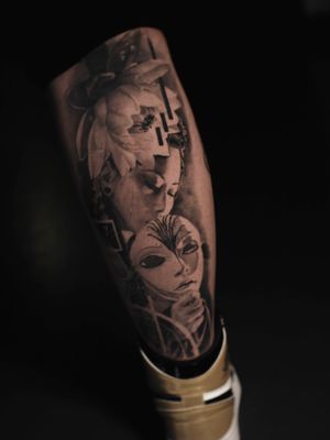 a fully healed tattoo in an individual style