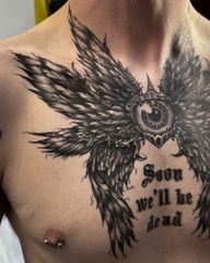 Here’s a super dope seraphim that I finished a few weeks ago! We’re both pretty stoked with the outcome. Thanks for looking! • Ive got time to tattoo and time to book! Find me on @tattoodo or follow the ✨ link in my bio ✨ • #tattoos #tattooartist #blackwork #biblestudy #chesttattoos