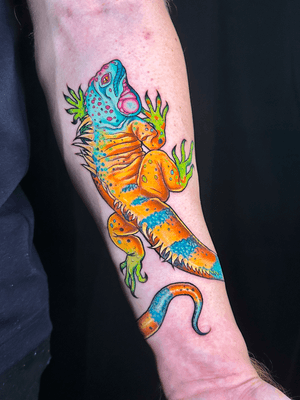 bright colorful Iguana #neotraditional #illustrative #colortattoo