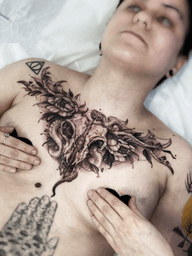 Skull and Flower Tattoo