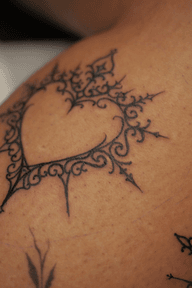 Ornamental love heart fine line