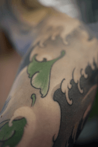 Waves and Leaves Tattoo