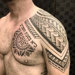 Polynesian-inspired chest and shoulder piece