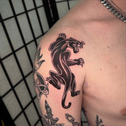 Leaping Black Panther