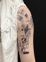 Geometric and Banded Sleeve Tattoo