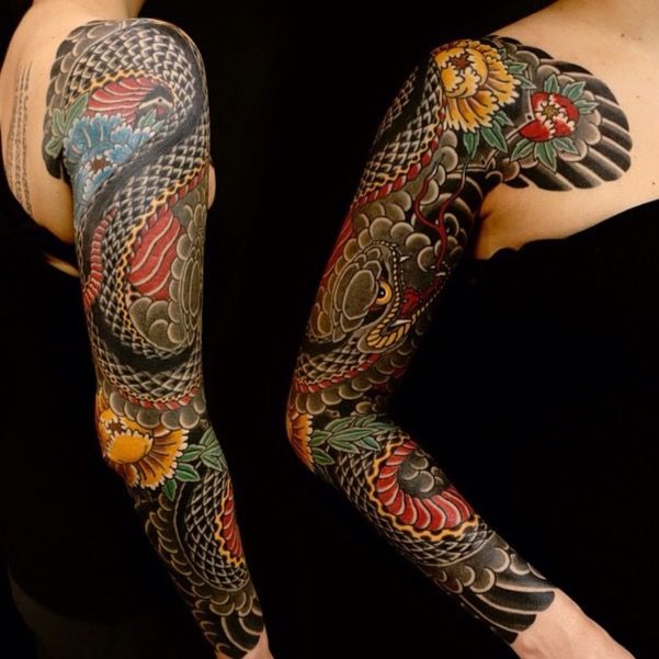 Tattoo uploaded by Tattoodo • #rg #sleeve #japanese #snake #peony #rg74 •  Tattoodo