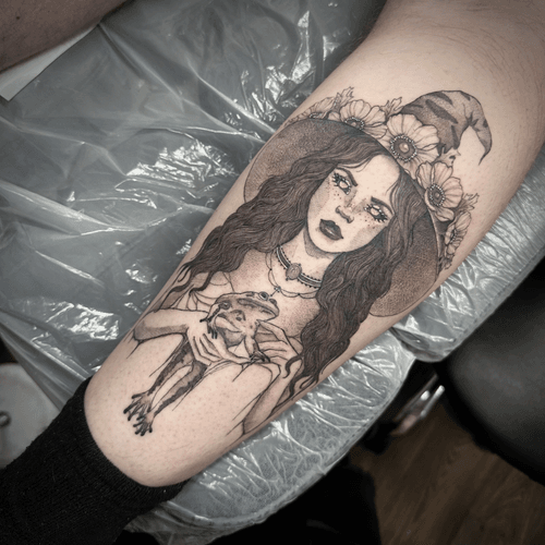 Witch and Frog Tattoo