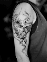 Illustrative art of two abstract faces rendered in an abstract smoke style.