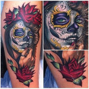 This one I made a couple years ago at a guest spot at Love Hate London. #catrina #dayofthedead #portrait #tattoo #meganmassacre #lovehatelondon
