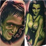 Here are some spooky Munsters tattoos I made over the past year! #hermanmunster #lilymunster #portrait #themunsters #tattoo #meganmassacre #gritnglory