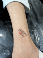 Colorful Robin Ankle Tattoo