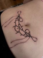 Ribbon and Chain Belly Tattoo