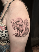 I feel like I wanna collect dinosaur tattoos like people collect Pokémon! Like, I want to have an encyclopaedia of dinosaur tattoos I’ve done, who wants to help me add to the collection!? . #dinosaurtattoo #triceratops #triceratopstattoo