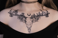 Antlered Skull with Flowers