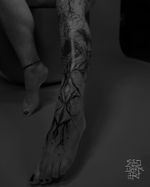 Intricate Leg and Foot Tattoo