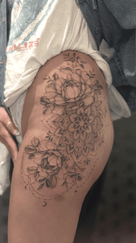 Thigh Mandala and Floral Tattoo
