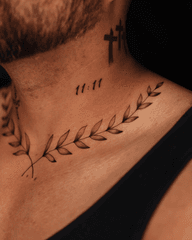Leaf Branch Neck Tattoo