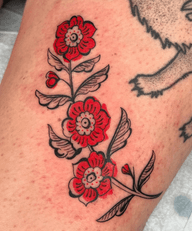 Red Floral Tattoo