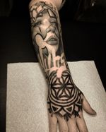 Chicano Style Arm and Hand Tattoo