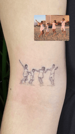 Jumping Family Outline Tattoo