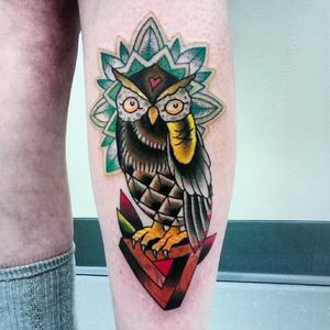 Tattoo by Alex Ward #owl #geometric #mandala #alexward #venusbodyarts 