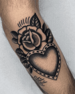 Heart and Rose Tattoo