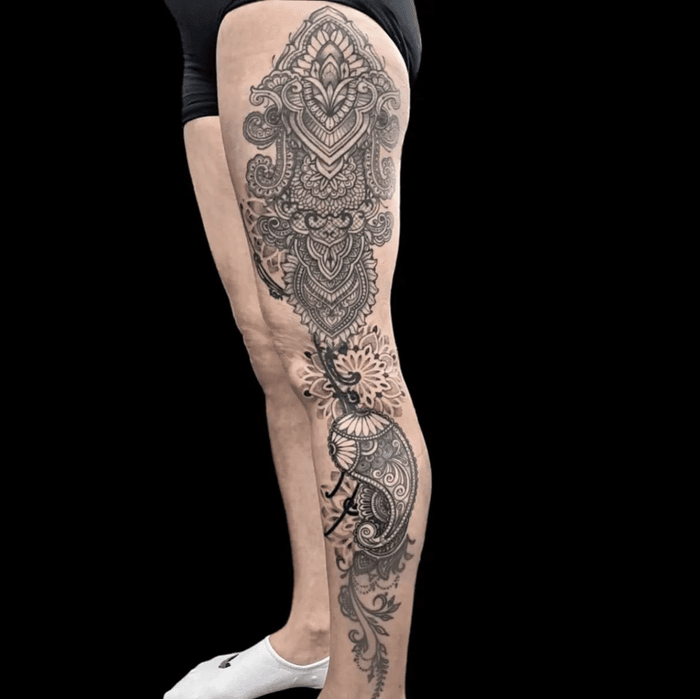 Intricate Mandala Leg Sleeve • Tattoodo