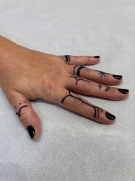 A bit more of beautiful finger tattoos ✨ These ones were carefully made by free hand to this dear sister that life gifted me, @lelis_camargo. Thank you so much once again for all your support and partnership through life, Le. May the Gods always bless you on your journey, and may we be together again soon. Luv ya ❤️ My books are open at @sacredgoldtattoo (Fri, Sat, Mon) and @oldlondonroadtattoos (Wed). I’m also at @tattoodo. DM or WhatsApp me for bookings and infos. Links are in bio ✨💞