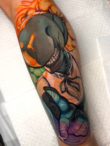 Tattoo work at Santo Cuervo Tattoo Collective