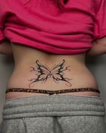 Lower Back Butterfly Tattoo