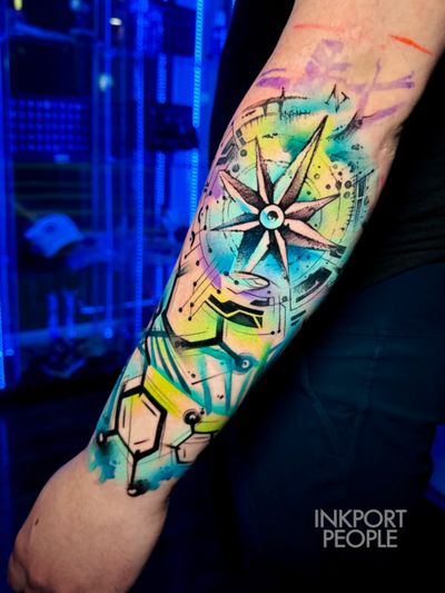 Geometry compass watercolor sleeve 