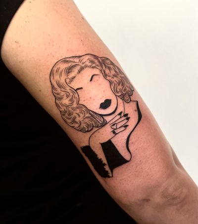 Get a stunning blackwork portrait of Jinkx Monsoon by Miss Vampira in illustrative style.