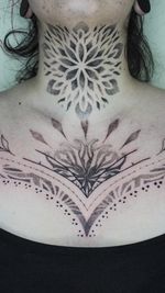 Mandala Neck and Chest Tattoo