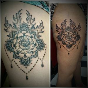 Thigh adornment by angel_rose_tattooer