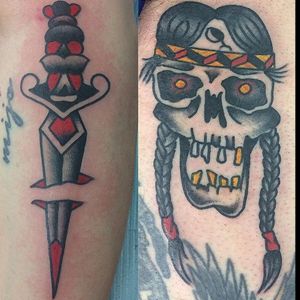 Sailor Jerry dagger and a Philadelphia Eddie skull from this week by dwaineshannon