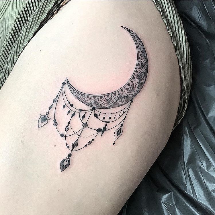 Tattoo uploaded by Love Hate Social Club • Ornate crescent moon by  davidkafri #moontattoo #crescentmoon #crescentmoontattoo #ornatemoon  #ornatemoontattoo • Tattoodo