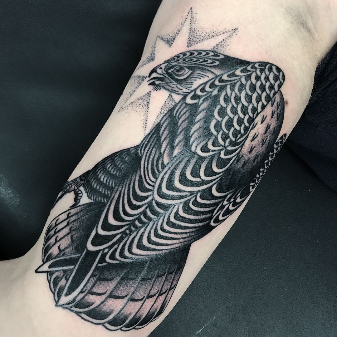 Peregrine Falcon done by Grabriel Cancino at Dedication Tattoo in Denver  CO  rtattoos