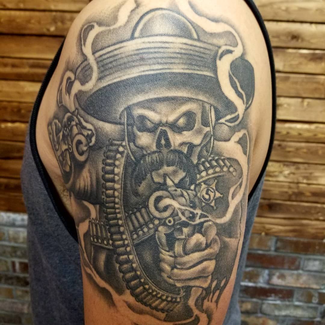 mexikaner mexican skull  mariachi tattoo von tanina palazzolo  Mexican  tattoo Gang tattoos Mariachi tattoo