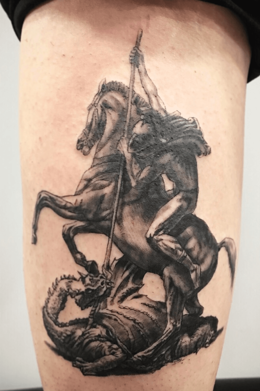 Tattoo uploaded by Lorne  Saint George slaying dragons Thanks Marc   All likes saves comments and shares are appreciated    lornetattoosca for booking  tuesdaytoptags floraltattoo torontoink  torontotattoo torontotattooartist 